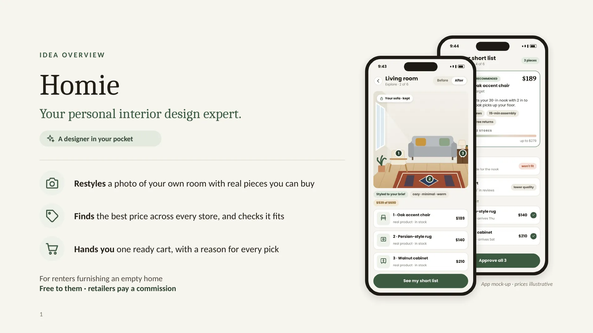 Slide 1 of 29: Homie: your personal interior design expert